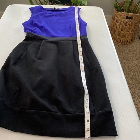 Theory Whitika Color Block Sleeveless Sheath Dress Crewneck Stretchy Pockets - Picture 14 of 16